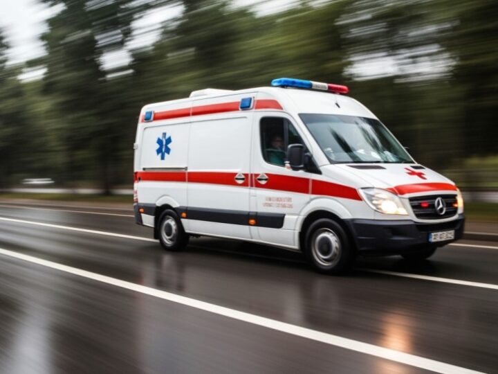 Strażacy z OSP Piaseczno walczą z upałem, zraszając ulice miasta