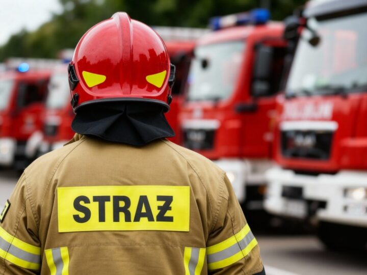 Historyczne plakaty straży pożarnej w kawiarni w Konstancinie