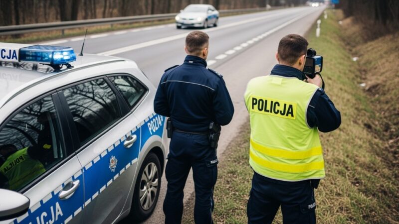 Bezpieczeństwo na drogach: Policja w Prażmowie kontroluje prędkość kierowców!